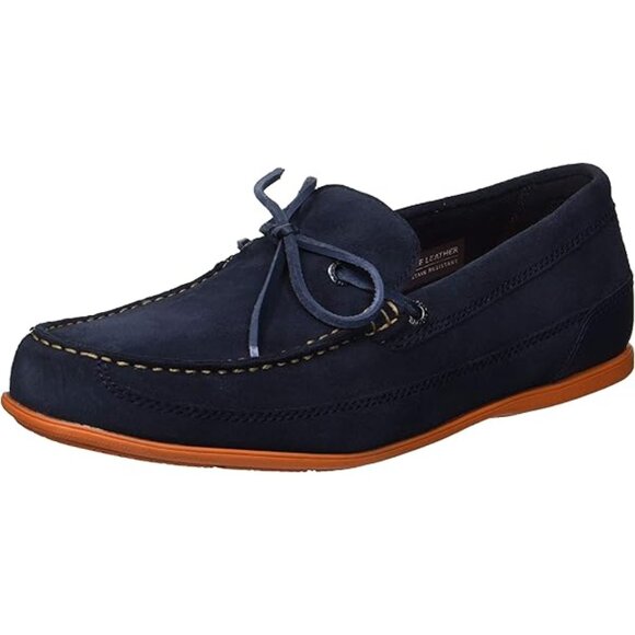 Clarks Other - Clarks Mens Saltash Edge Suede Leather Navy Bleu Marine Moccasin Boat Shoes 8